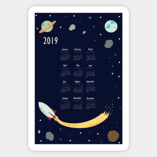 2019 Outer Space Calendar Sticker